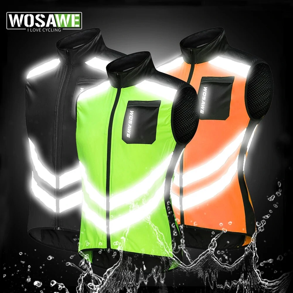 (image for) WOSAWE Cycling Vest Reflective Safety Vest Breathable Waterproof Bicycle Sportswear Outdoor Running Jersey